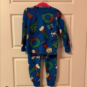 Peanuts Blue Kids Holiday Fleece Pajama Set 3T